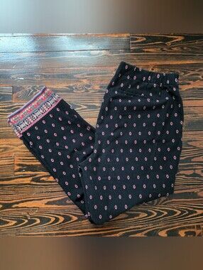 J. Jill Premium Bi-Stretch Black Red Geometric Ankle Pants Border Hem Size 16 W